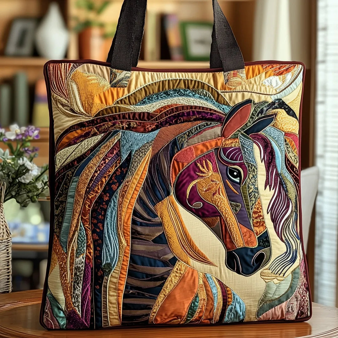 Monivärinen mosaiikkilaukku