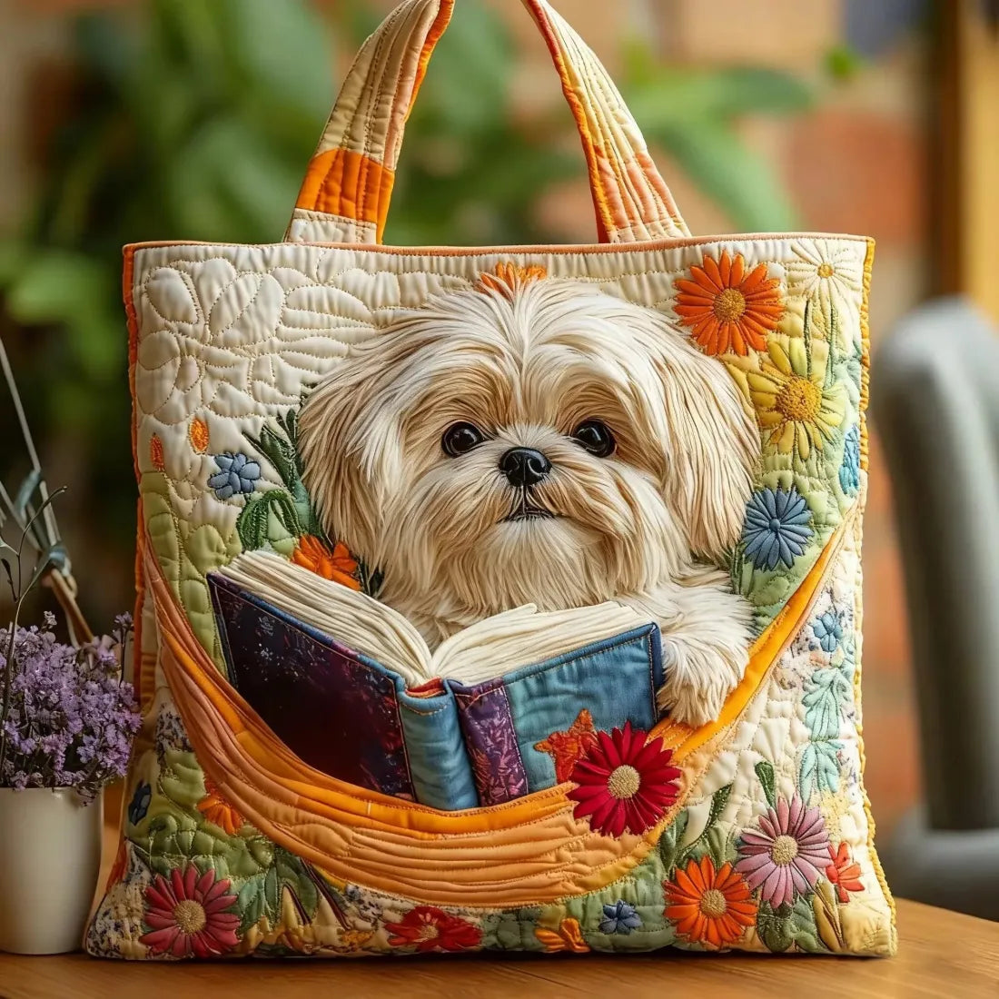 Käsintehty laukku Shih Tzu -aiheella