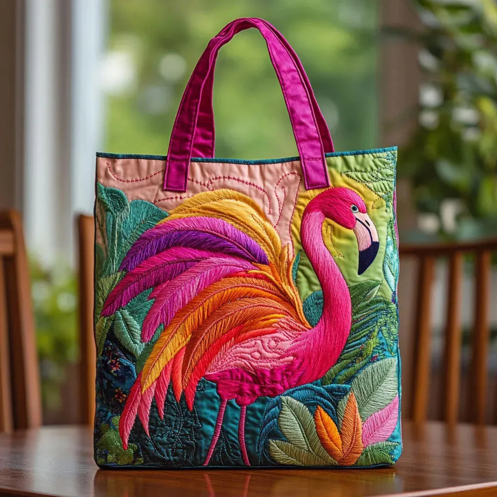 Käsintehty laukku flamingolla